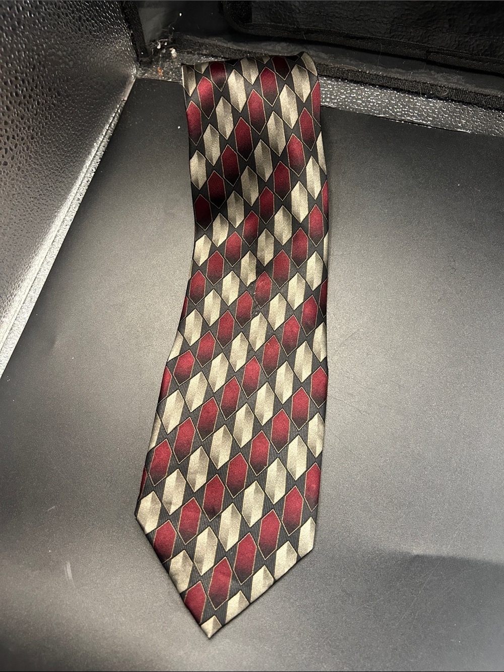 Covington Burgundy and Silver Geometric Tie